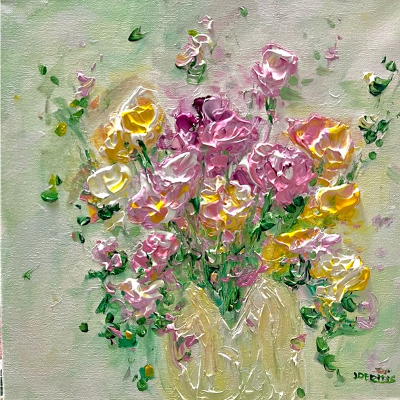 Other - SOLD SIGNED ORIGINAL ACRYLIC FLORAL PAINTING “spring bouquet”